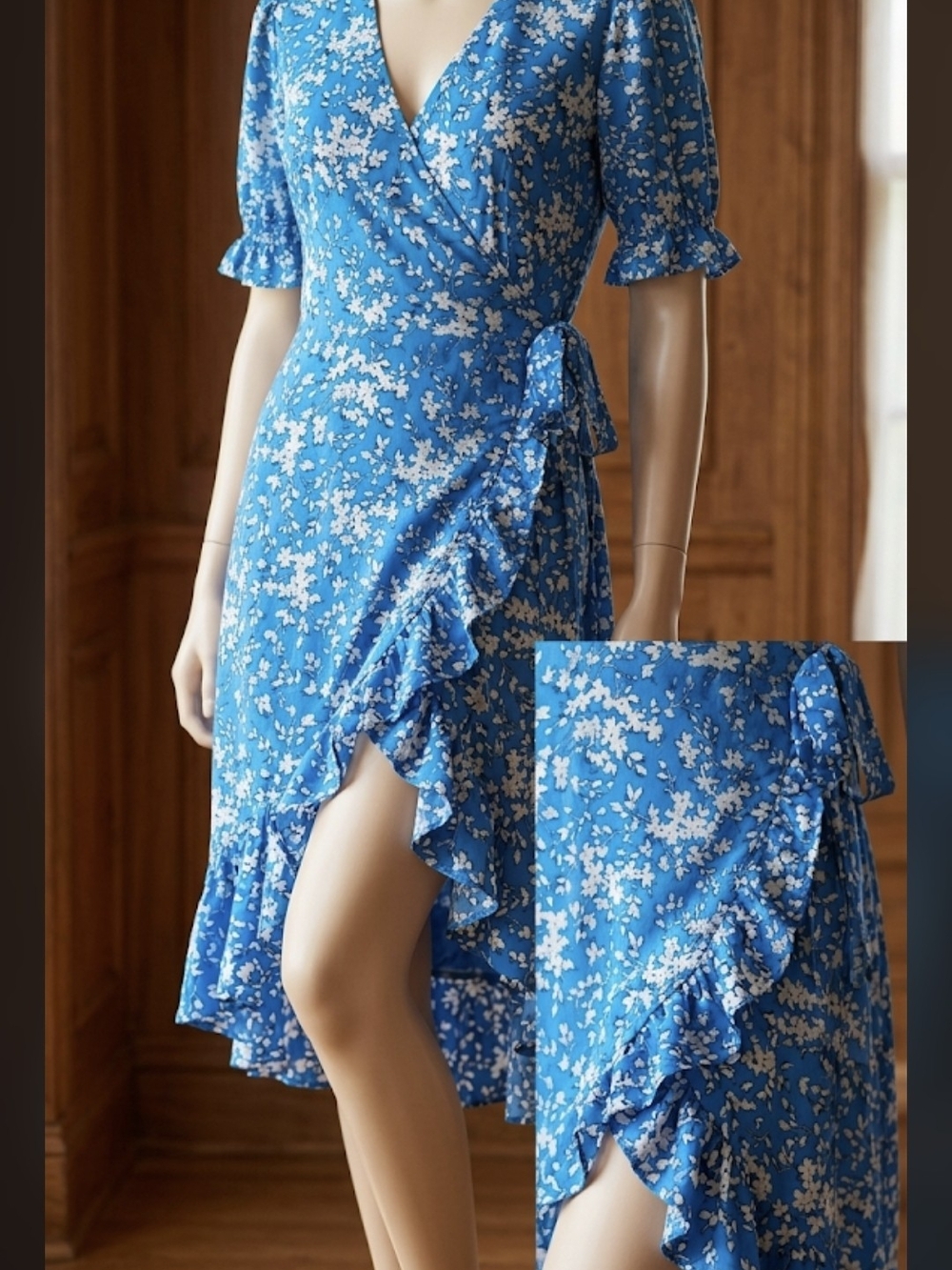 Draper James (Reese Witherspoon's Brand) Blue Floral Wrap Dress